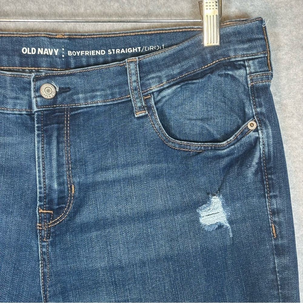 Old Navy Mid-Rise Boyfriend Straight Regular Distressed Patchwork Jeans-Women 12